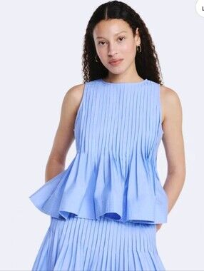Free Assembly Women's Plus Sleeveless Pintuck Peplum Top
